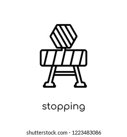 Stopping icon. Trendy modern flat linear vector Stopping icon on white background from thin line Construction collection, editable outline stroke vector illustration