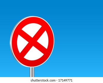 Stopping sign on a blue background. Vector illustration.