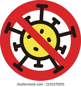 Stopping sign with virus, vector illustration