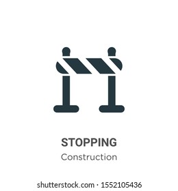 Stopping vector icon on white background. Flat vector stopping icon symbol sign from modern construction collection for mobile concept and web apps design.