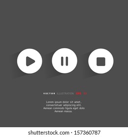 Stop,play,pause web icons on background