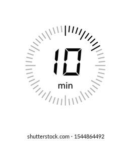 Stopwatch 10 minutes Timer Clock Icon Vector Illustration