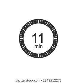 Stopwatch 11 min icon flat style, 11 Minutes timers Clocks.
