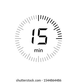 Stopwatch 15 minutes Timer Clock Icon Vector Illustration