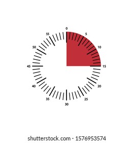 Stopwatch 15 minutes Timer Clock Icon Vector Illustration