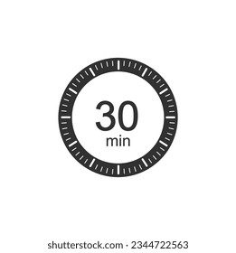 Stopwatch 30 min icon flat style, 30 Minutes timers Clocks.