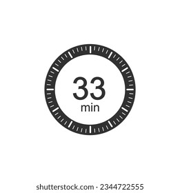 Stopwatch 33 min icon flat style, 33 Minutes timers Clocks.