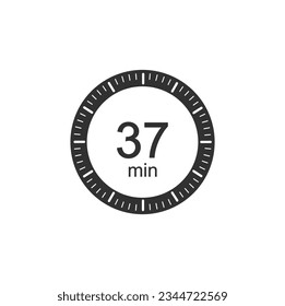 Stopwatch 37 min icon flat style, 37 Minutes timers Clocks.