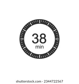 Stopwatch 38 min icon flat style, 38 Minutes timers Clocks