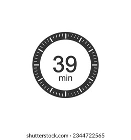 Stopwatch 39 min estilo plano de icono, 39 Minutes timers Clocks.