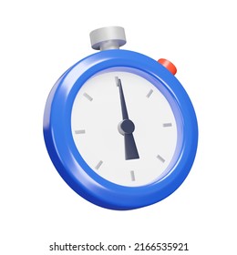 Stopwatch 3d icon. Blue timer with red button. Isolated object on a transparent background - Shutterstock ID 2166535921