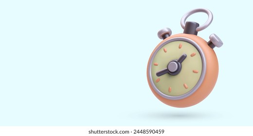 Stopwatch in 3d realistic style isolated on light background. Vector illustration