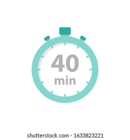 Stopwatch 40 min icon flat style