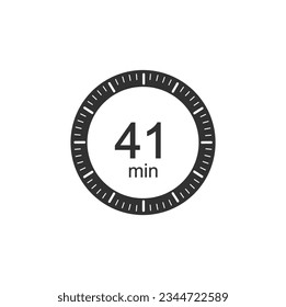 Stopwatch 41 min icon flat style, 41 Minutes timers Clocks.