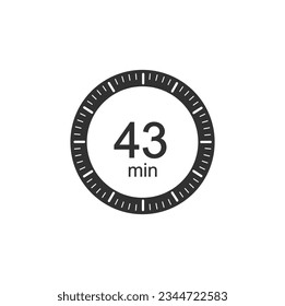 Stopwatch 43 min icon flat style, 43 Minutes timers Clocks