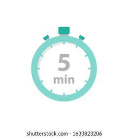 Stopwatch 5 min icon flat style