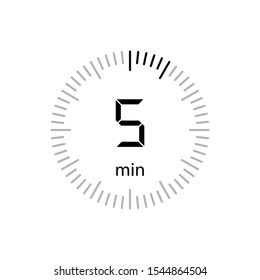 Stopwatch 5 minutes Timer Clock Icon Vector Illustration