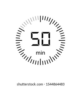 Stopwatch 50 minutes Timer Clock Icon Vector Illustration