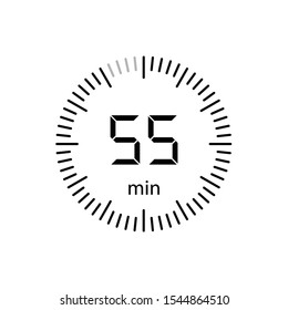 Stopwatch 55 minutes Timer Clock Icon Vector Illustration