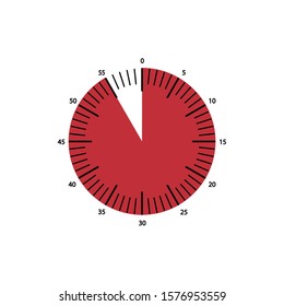 Stopwatch 55 minutes Timer Clock Icon Vector Illustration