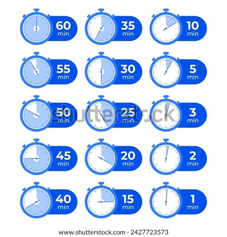 Stopwatch from 60 to 1 minute in a minimalistic style. Stopwatch illustration for banner, advertising poster.
