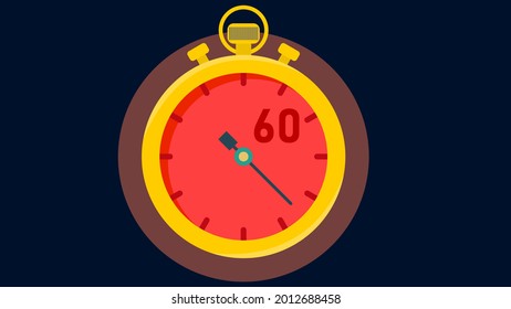 Stopwatch with 60 minutes bookmark. 60 minutes timer clock. Sport timer, start, finish, race, time management concepts.