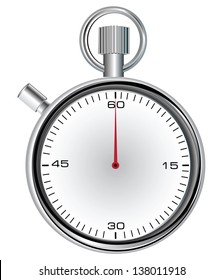 Stopwatch With 60 Second Dial For Timekeeping Time. Vector Illustration.