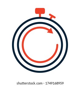 stopwatch with arrow icon over white background, half line half color style, vector illustration