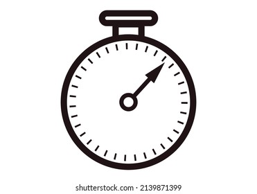 Stopwatch black icon on white background.