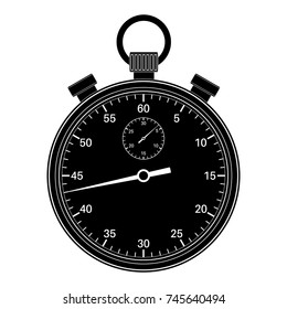 Stopwatch. Black icon. Vector illustration isolated on white background