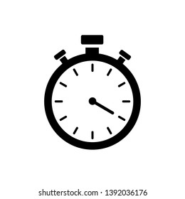 Stopwatch black icon. Vector sign.