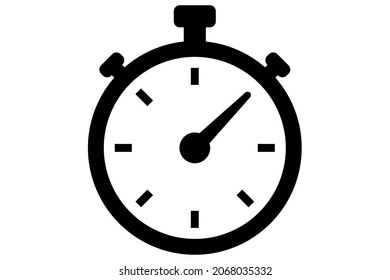 Stopwatch in black. Timer symbol. Outline stopwatch. Alarm pictogram.