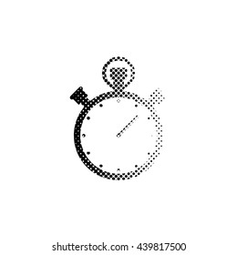 Stopwatch - black vector icon;  halftone illustration