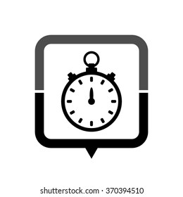 Stopwatch - black vector icon; map pointer;  message bubble