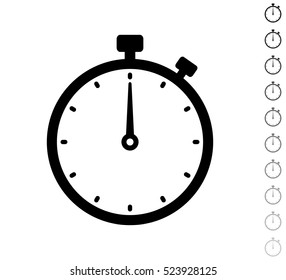 Stopwatch - black vector icon and ten icons in  shades of grey