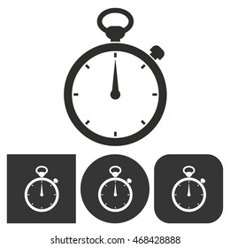 Stopwatch - black and white icons. Vector illustration.