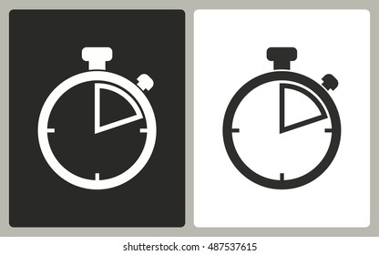 Stopwatch - black and white icons. Vector illustration.