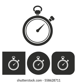 Stopwatch - black and white icons. Vector illustration.