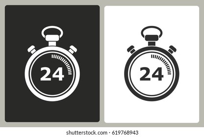 Stopwatch - black and white icons. Vector illustration.