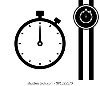 stopwatch - black and white vector icon