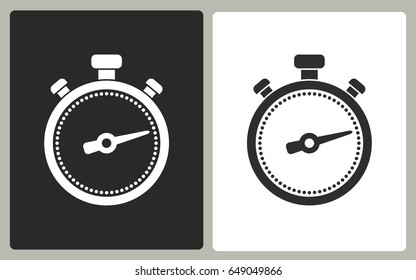 Stopwatch - black and white vector icons. Illustration isolated for graphic and web design.