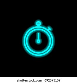 Stopwatch blue glowing neon ui ux icon. Glowing sign logo vector