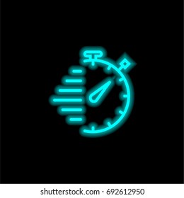 Stopwatch blue glowing neon ui ux icon. Glowing sign logo vector