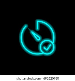 Stopwatch blue glowing neon ui ux icon. Glowing sign logo vector