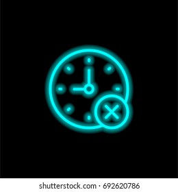 Stopwatch blue glowing neon ui ux icon. Glowing sign logo vector