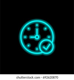 Stopwatch blue glowing neon ui ux icon. Glowing sign logo vector