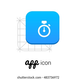 Stopwatch Blue Mobile App UI/UX Button Corporate Logo / Icon Design