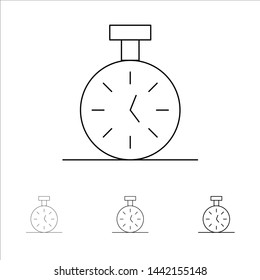 Stopwatch, Bold and thin black line icon set