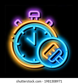 Vector de señalización de la luz del neón del pincel de Stopwatch. Icono brillante señalización Stopwatch Brush. ilustración de símbolo transparente