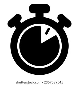 Stopwatch with buttons, 50 seconds, timer, chronometer solid icon, time concept, clock vector sign on white background, glyph style icon for mobile concept and web design. Vector graphics